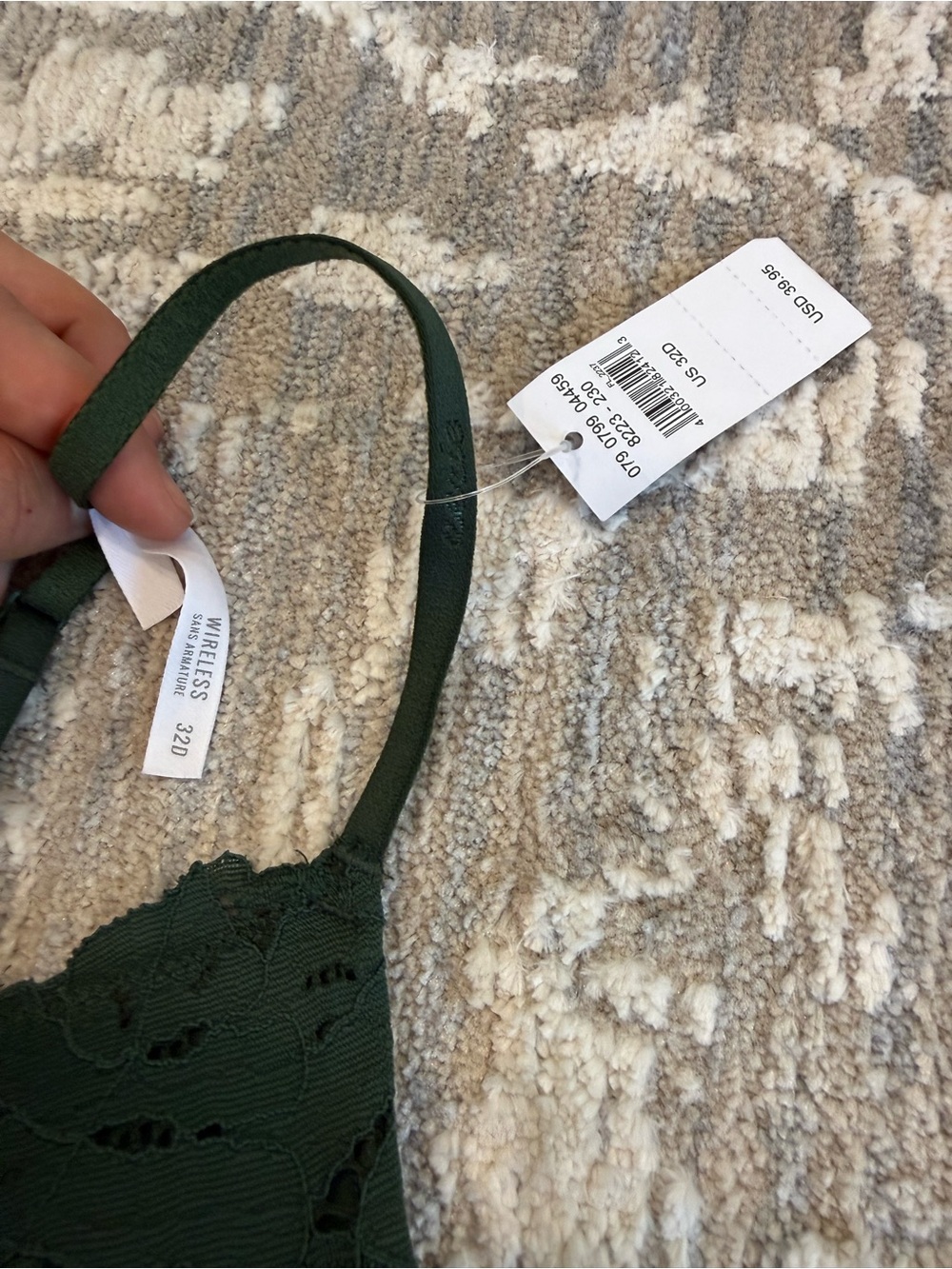 aerie Lace-Trim Wireless Bra Duo - Dark Green & Ivory - Picture 4 of 8